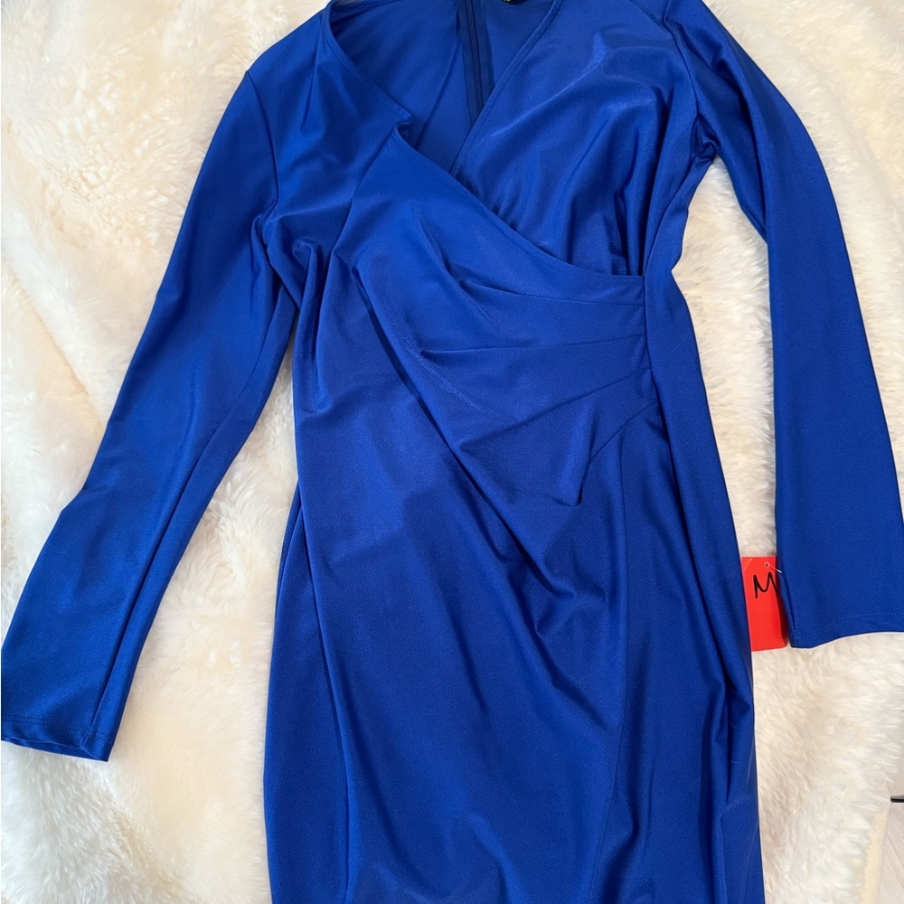 Elegant Blue Long Sleeve Dress
